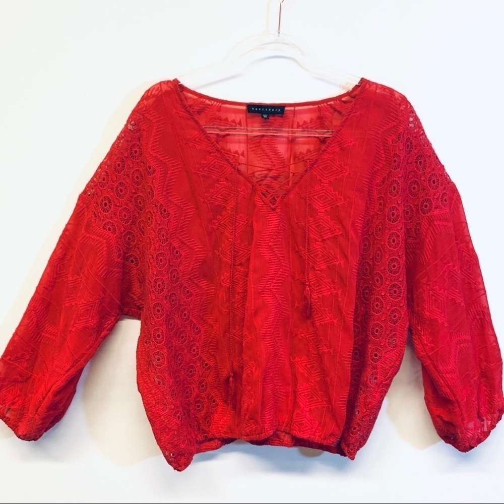 Sanctuary Cheyenne Lace Inset Embroidered Blouse - Picture 2 of 7